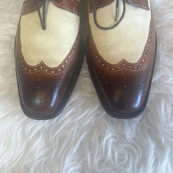 Mezlan Men’s Brown/Beige Wingtip Spectator Oxford Dress Shoes Size 8 - Picture 4 of 16